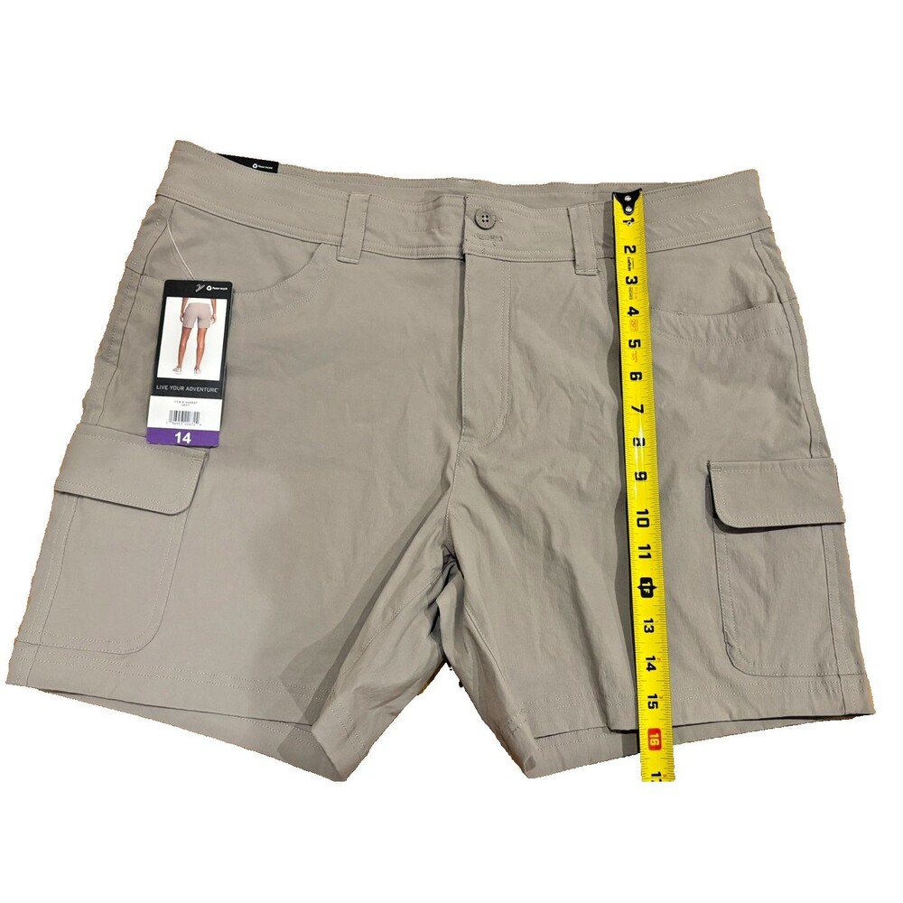 Eddie Bauer Shorts Women’s Size 14 Summer Trail Khaki Nylon Blend 5 Pocket NWT - Picture 2 of 11